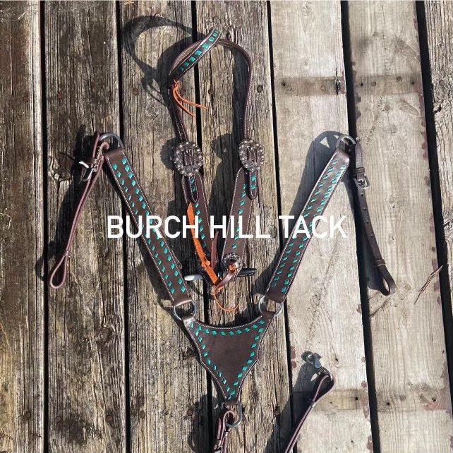 Made to Order Mint Green buck stitch western tack set