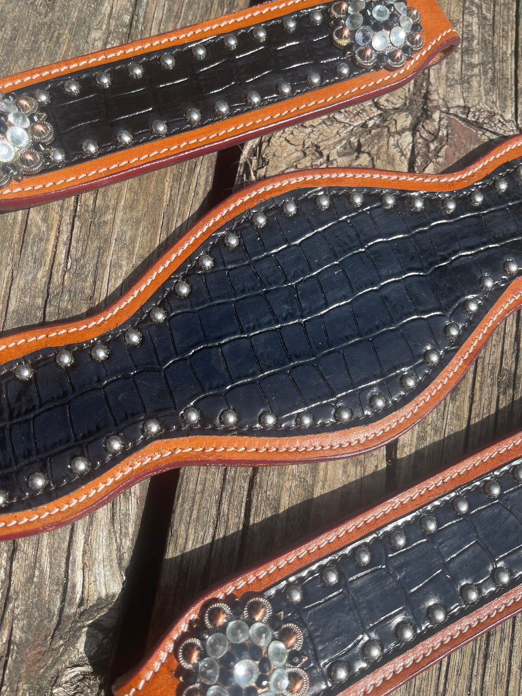 Black Leather Bronc Halter Pieces
