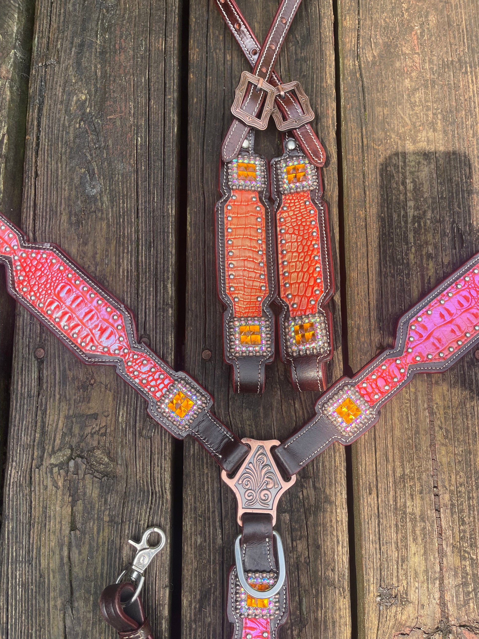 Made to Order Pink& Orange Western Horse Tack Sets