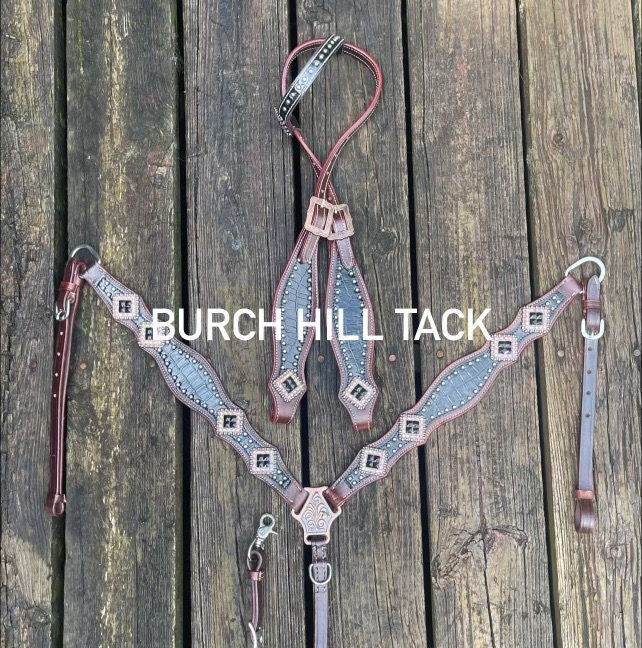 Made to Order | Black western tack set| barrel racing tack set| Head stall