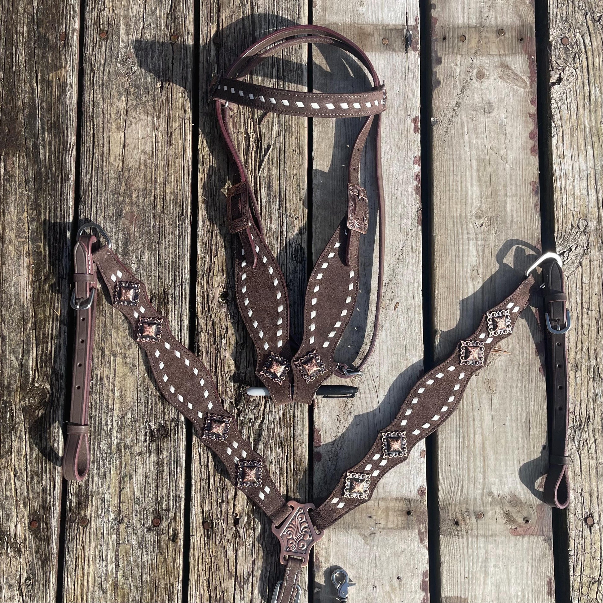 Made to Order Rough Out Western Tack Set Browband headstall breastplate