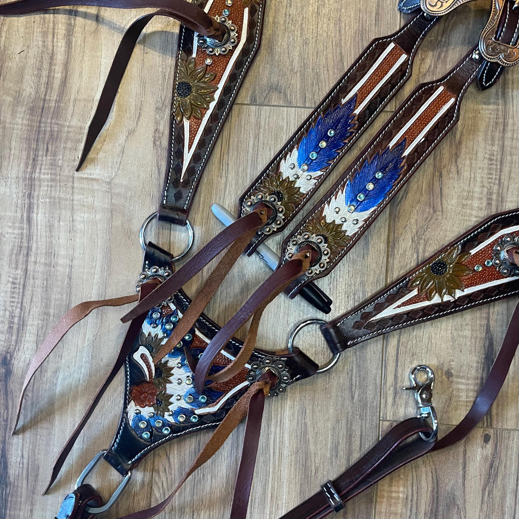 Made to order| Boho inspired Western tack set| barrel racing tack sets| Headstall
