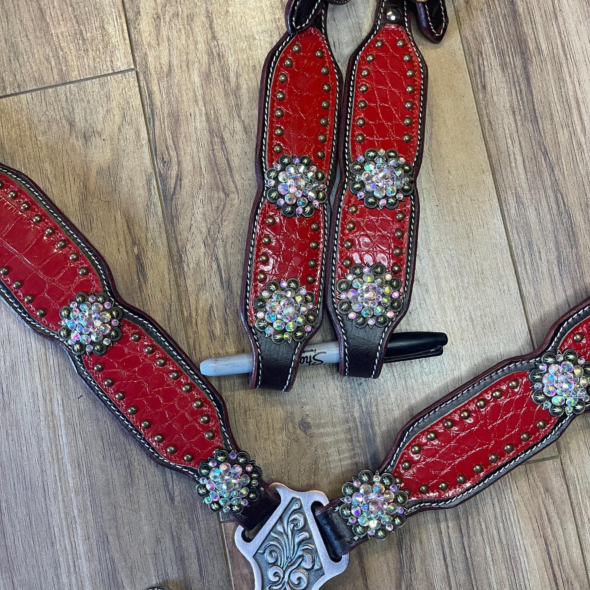 Made To Order Red Western Horse Tack Set Headstall breastcollar