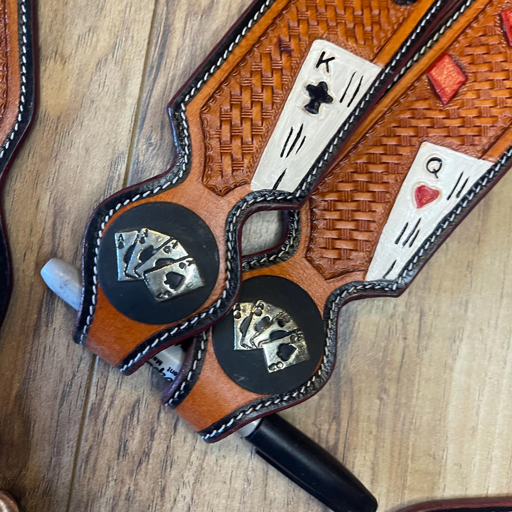 Playing Card Western Horse Tack Set  Leather Bridle & Breast Collar (Made to Order) (BHT009)