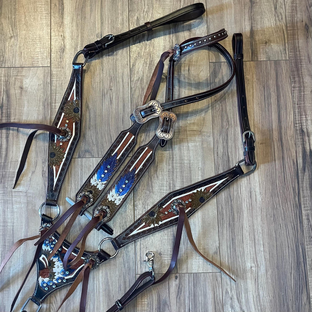 Made to order| Boho inspired Western tack set| barrel racing tack sets| Headstall