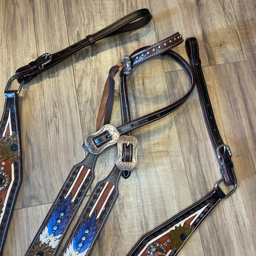 Made to order| Boho inspired Western tack set| barrel racing tack sets| Headstall