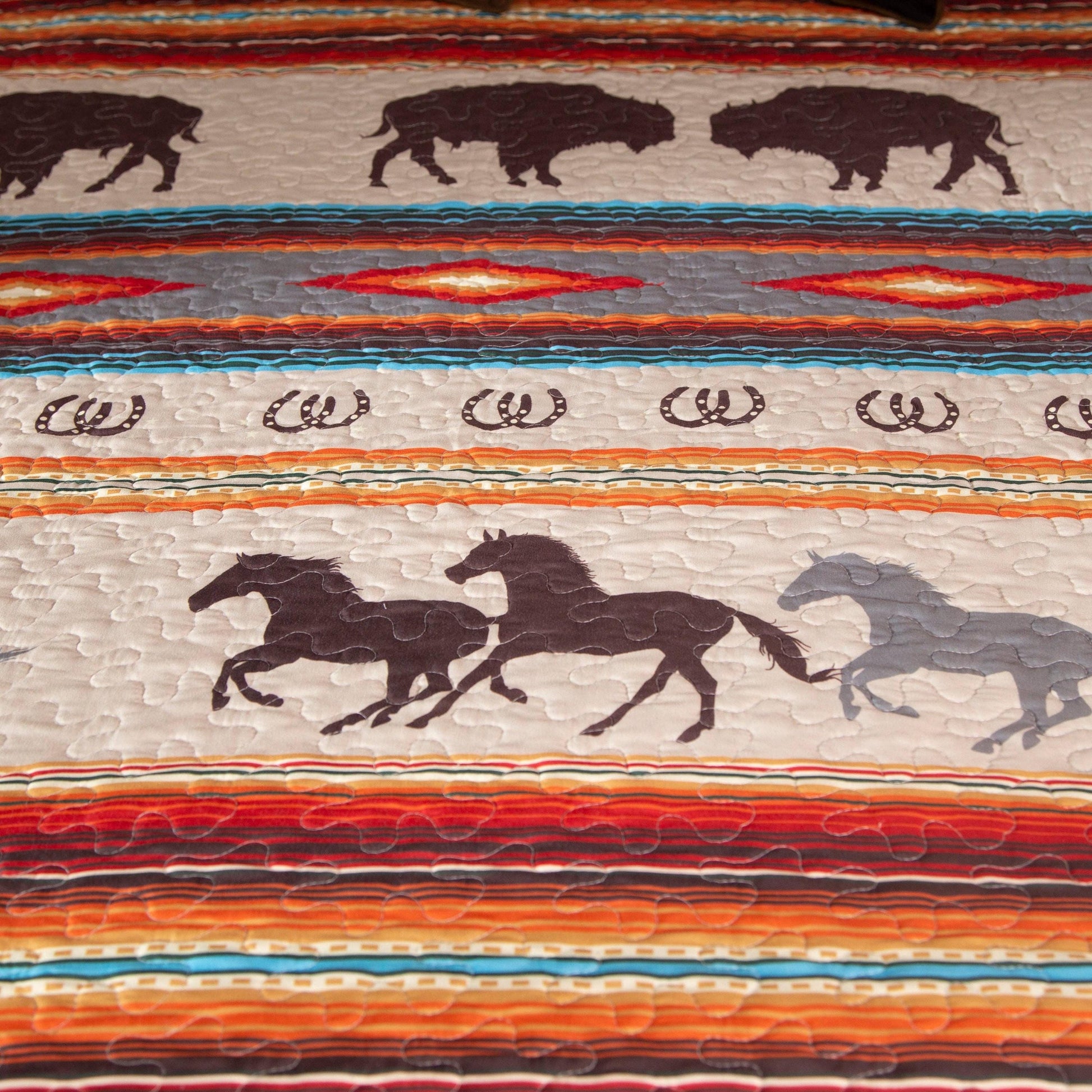 Western Stripe Quilt Set  Southwestern-Inspired Bedding