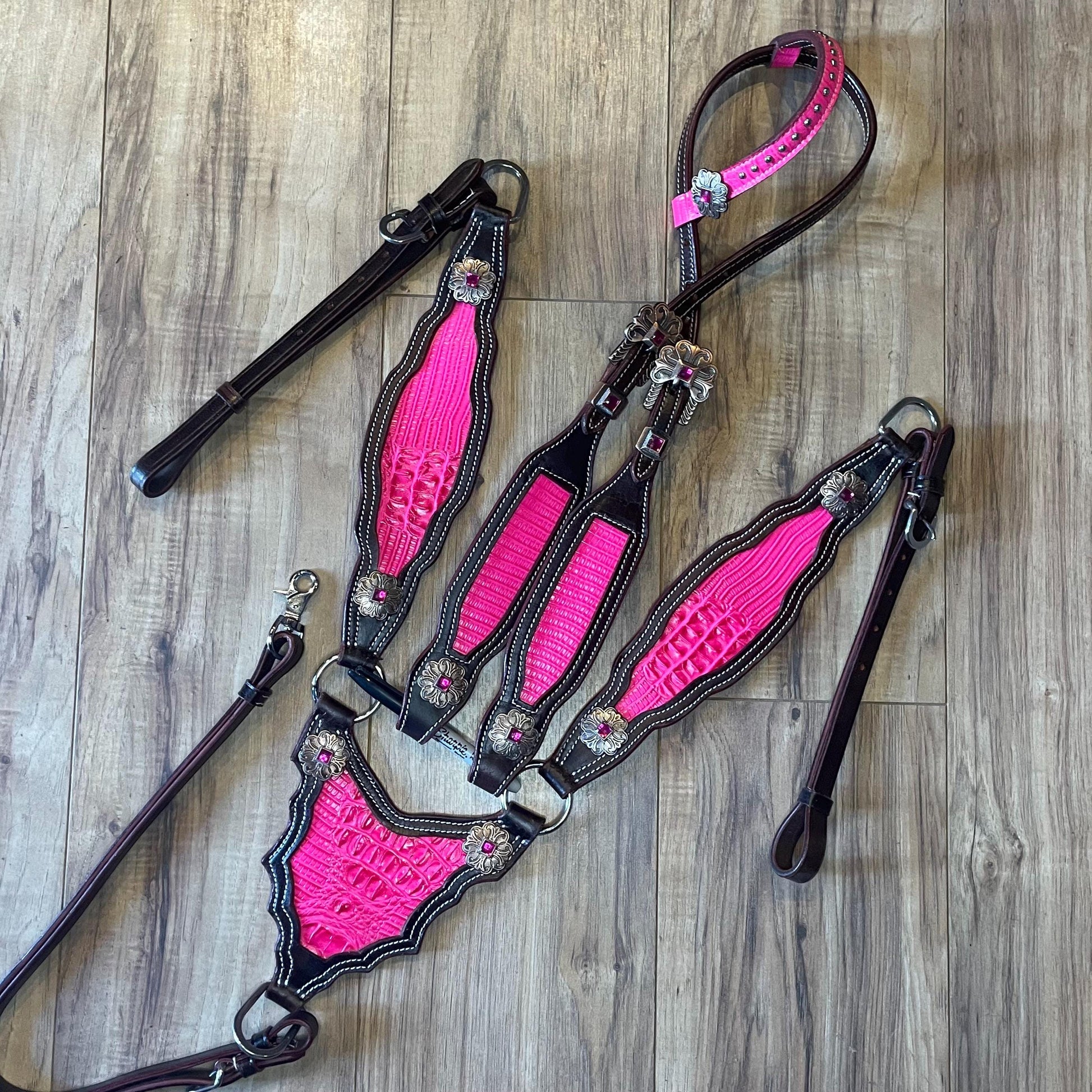 Made to Order Western Tack Set Hot Pink Headstall Breastplate (BHT028)