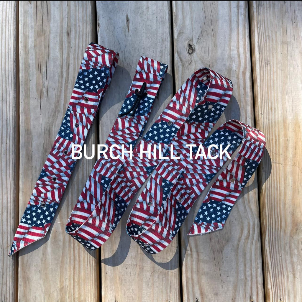 Latigo & Off Billet Set - Red, White and Blue American Flag