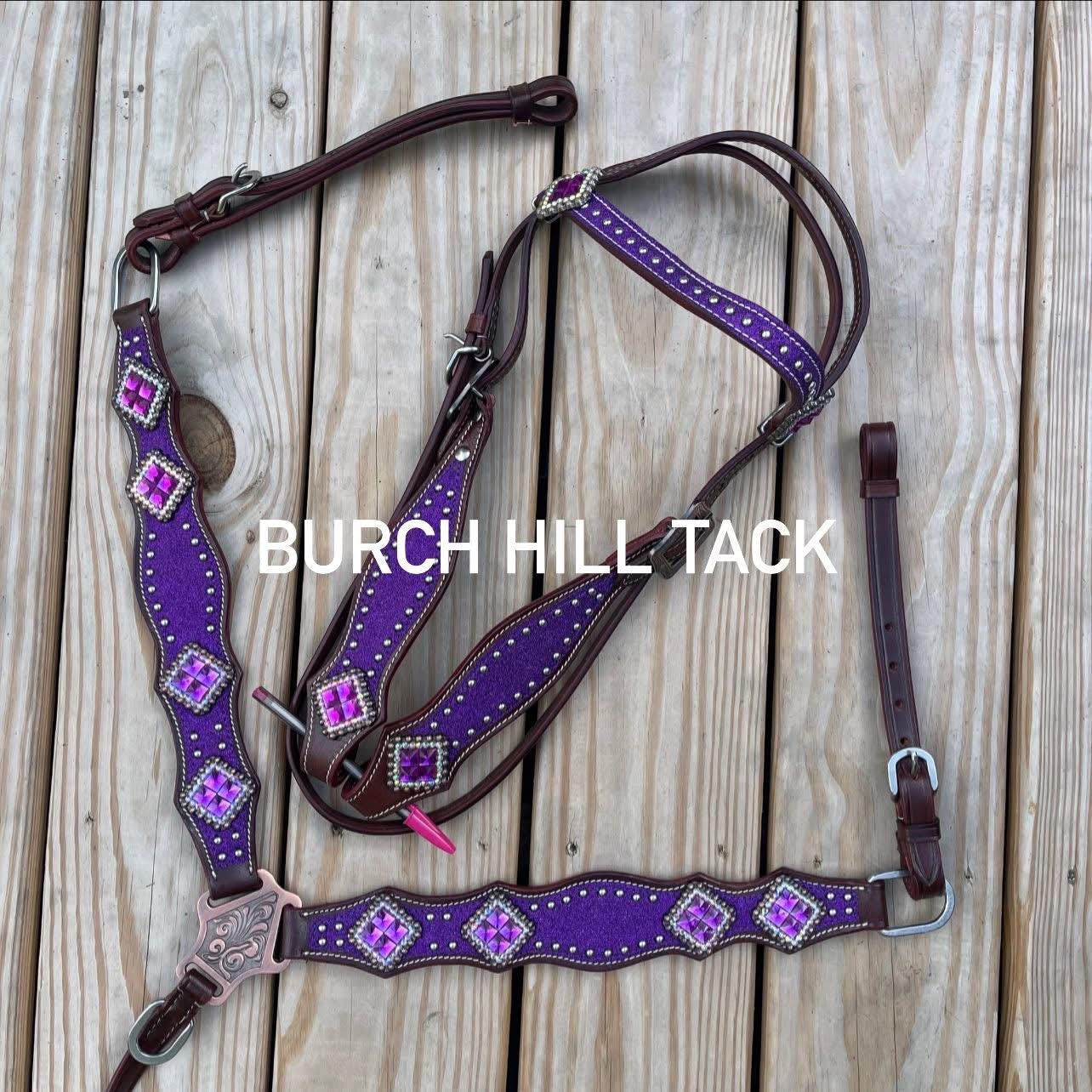 Purple browband western tack set Headstall breast collar (BHT013)