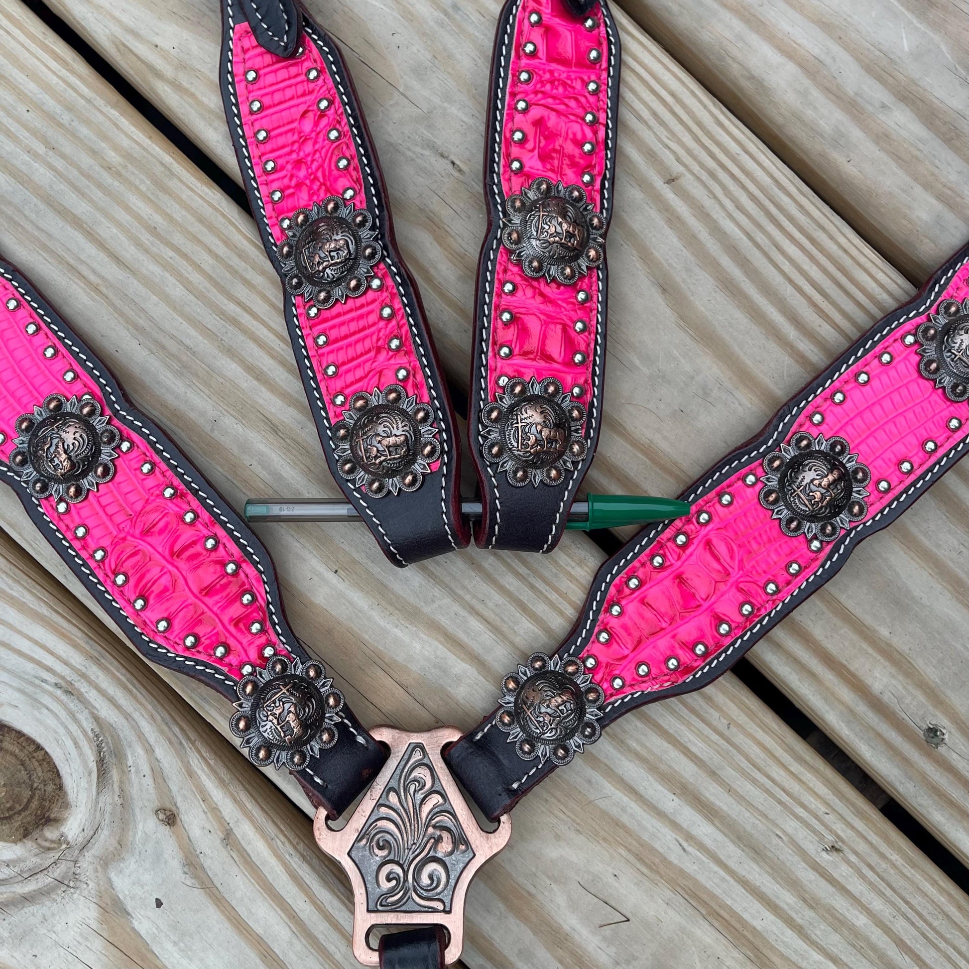 Hot Pink western tack set Headstall breast collar