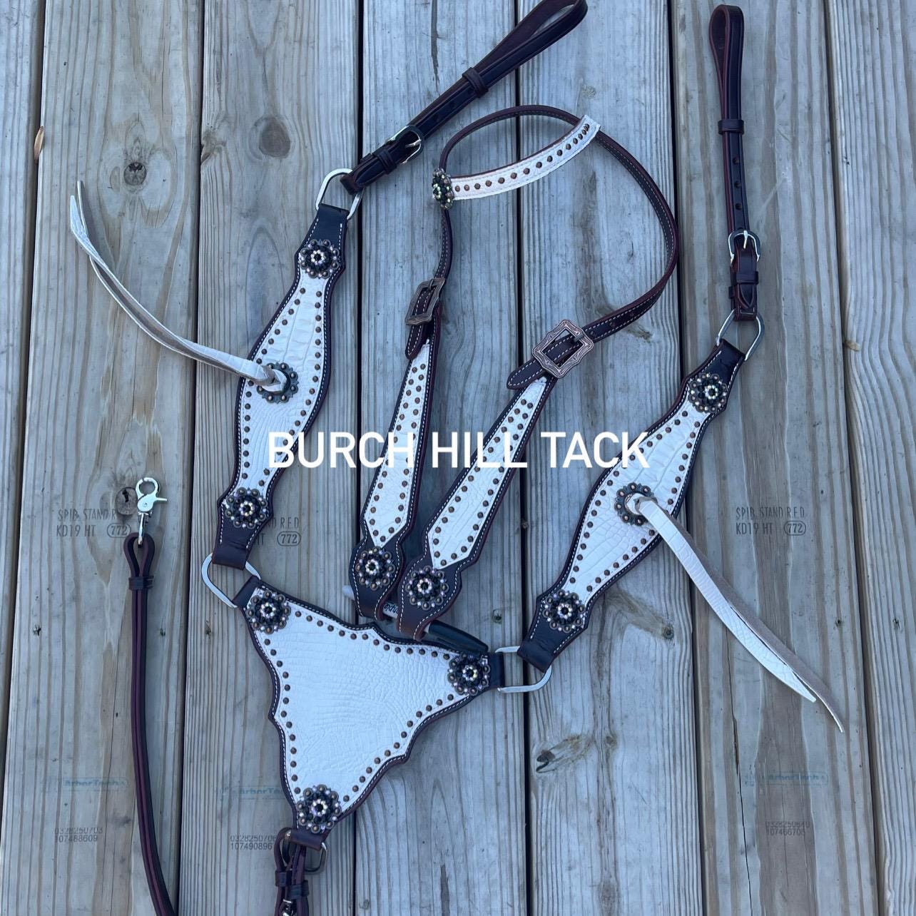 leather gladiator one ear western tack set Headstall breast collar
