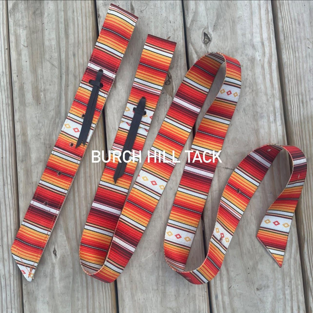 Latigo & Off Billet Set - Orange Stripes