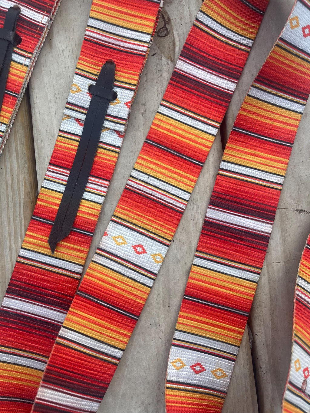 Latigo & Off Billet Set - Orange Stripes