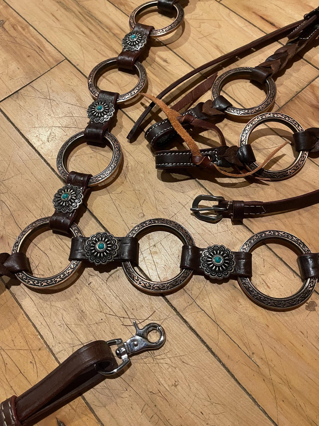 Dark Brown Ring Style Western Barrel Racing Tack Set