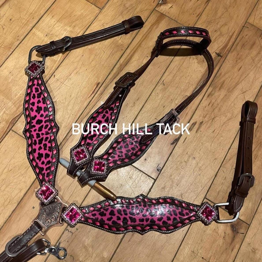 Western Horse Tack Set | Made to Order | Pink Cheetah Print
