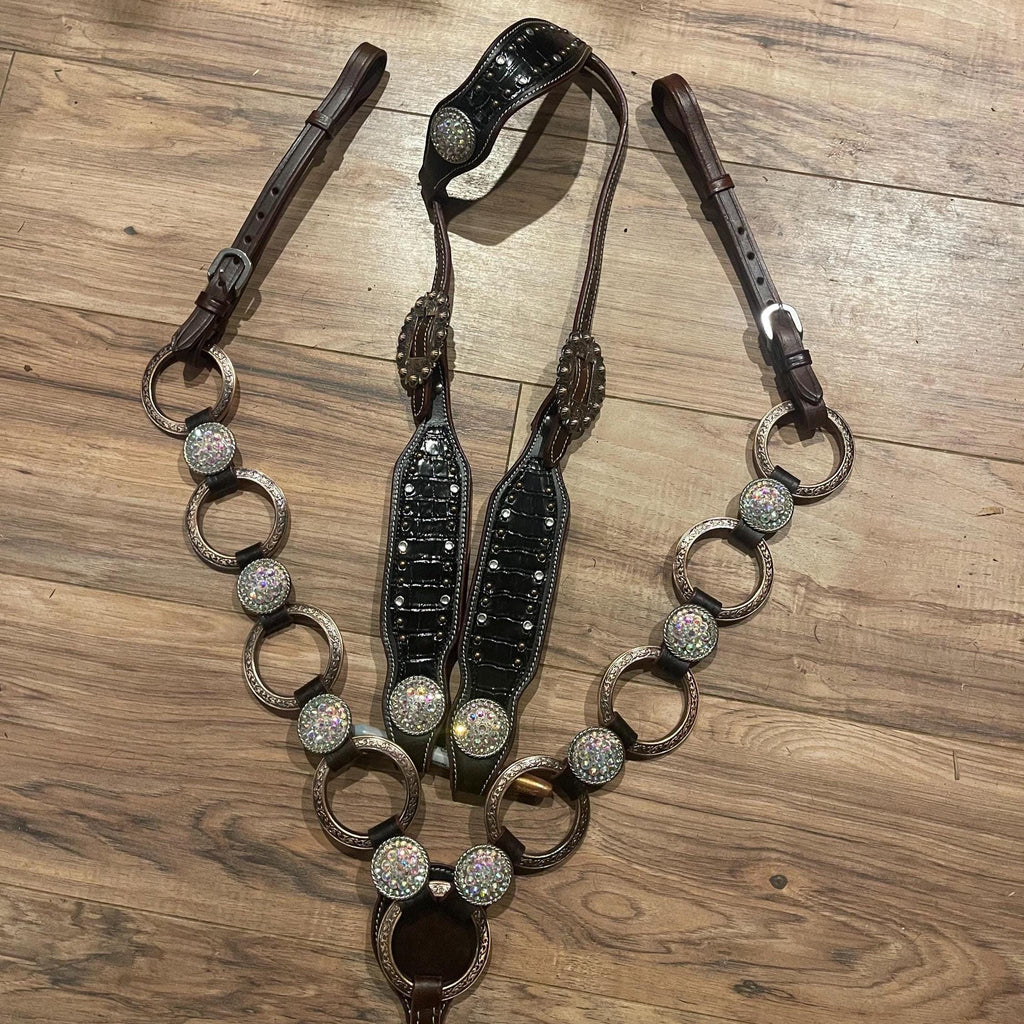Ring Western Tack set Headstall Breastcollar TR2