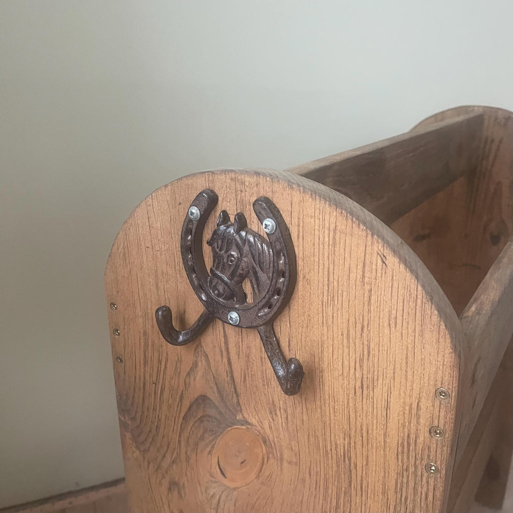 Handcrafted Solid Wood Saddle Stand | Old English Stain Tack Room Storage