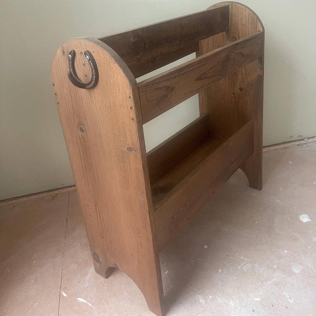 Handcrafted Solid Wood Saddle Stand | Old English Stain Tack Room Storage