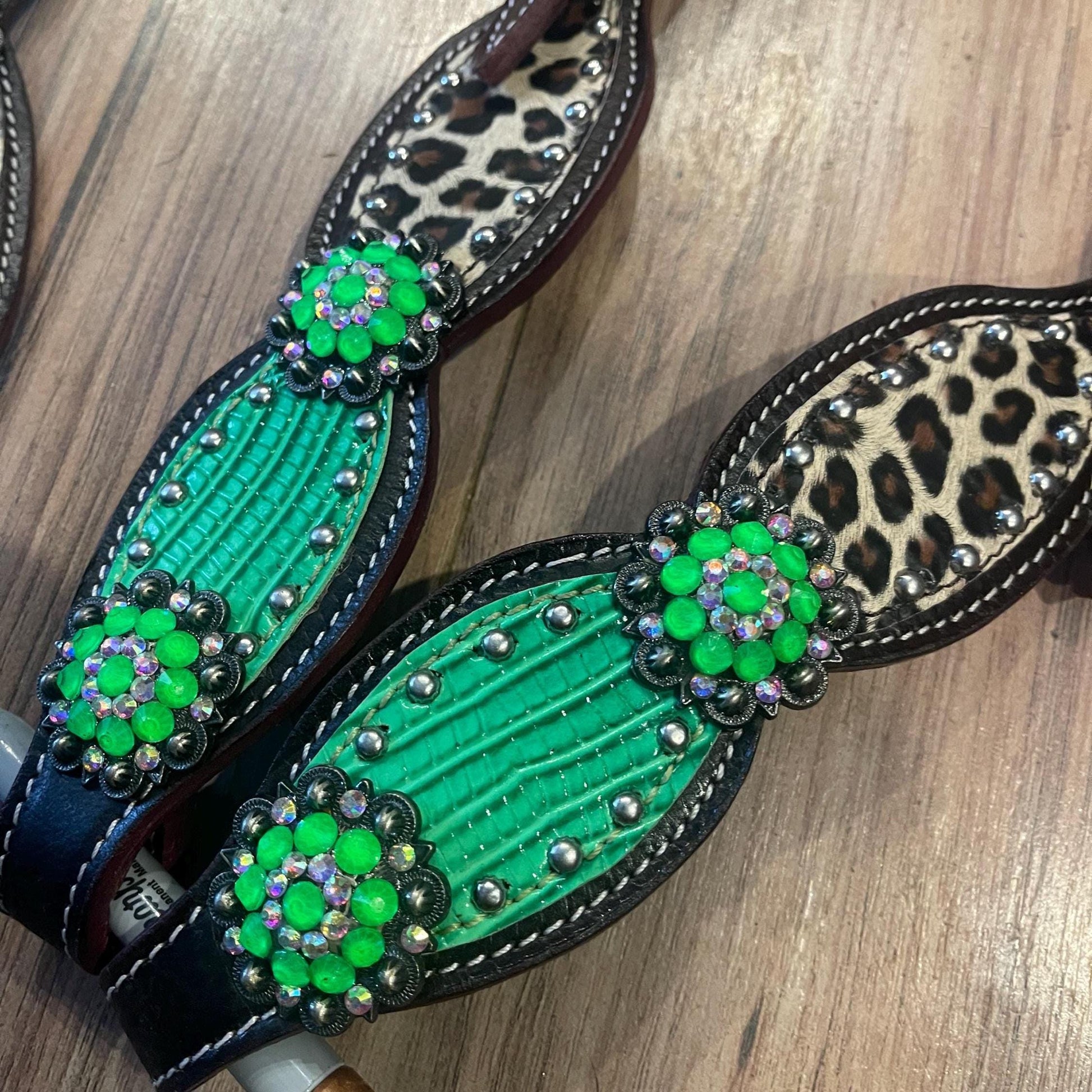 Western Horse Tack Set | Lime Green& Cheetah Print