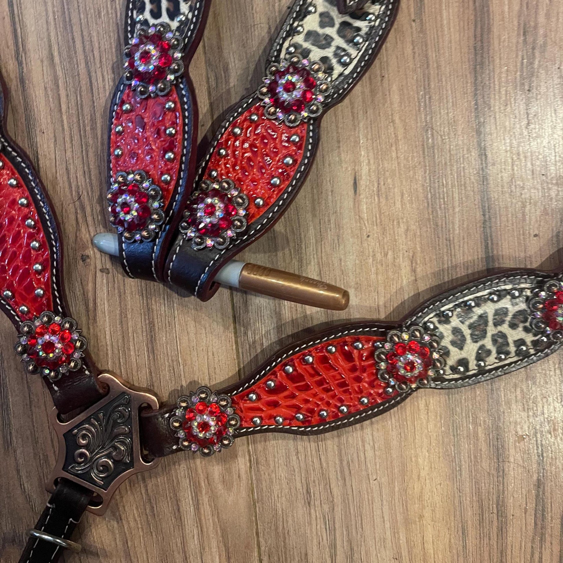 Western Horse Tack Set | Ready to ship | Red & Cheetah Print (BHT059)