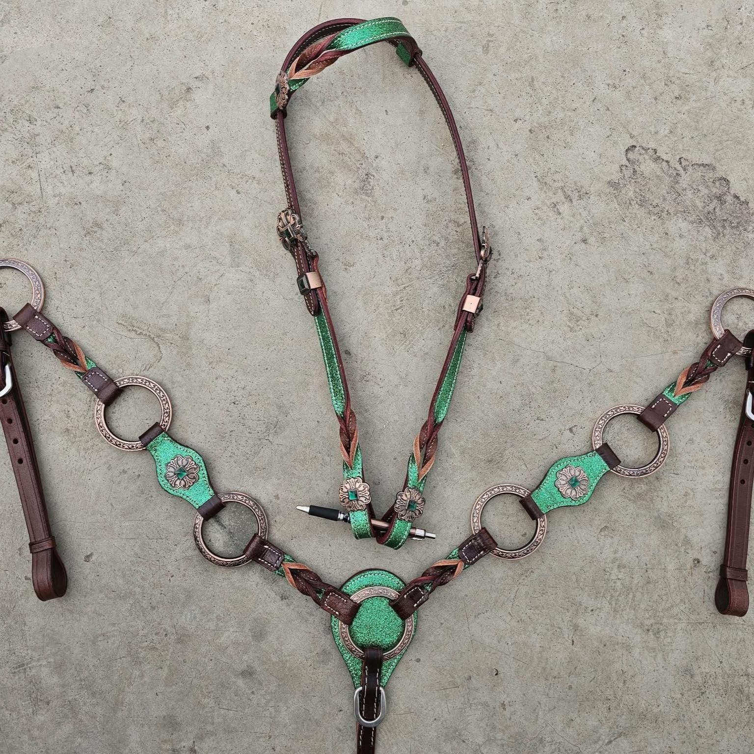 Western Horse Tack Set | Made to Order | Green ring set