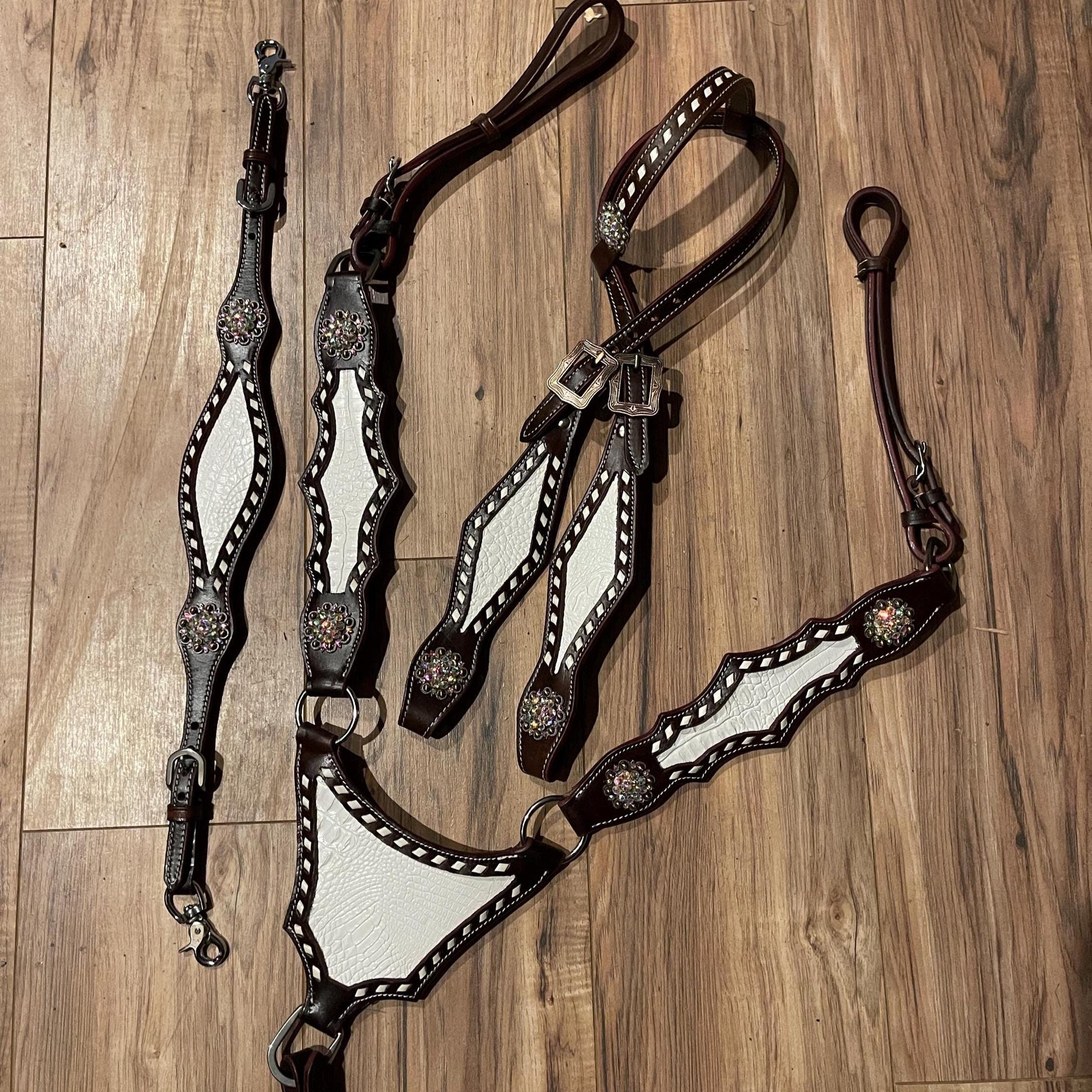 White dark brown western tack set Headstall breast collar- Ready to Ship