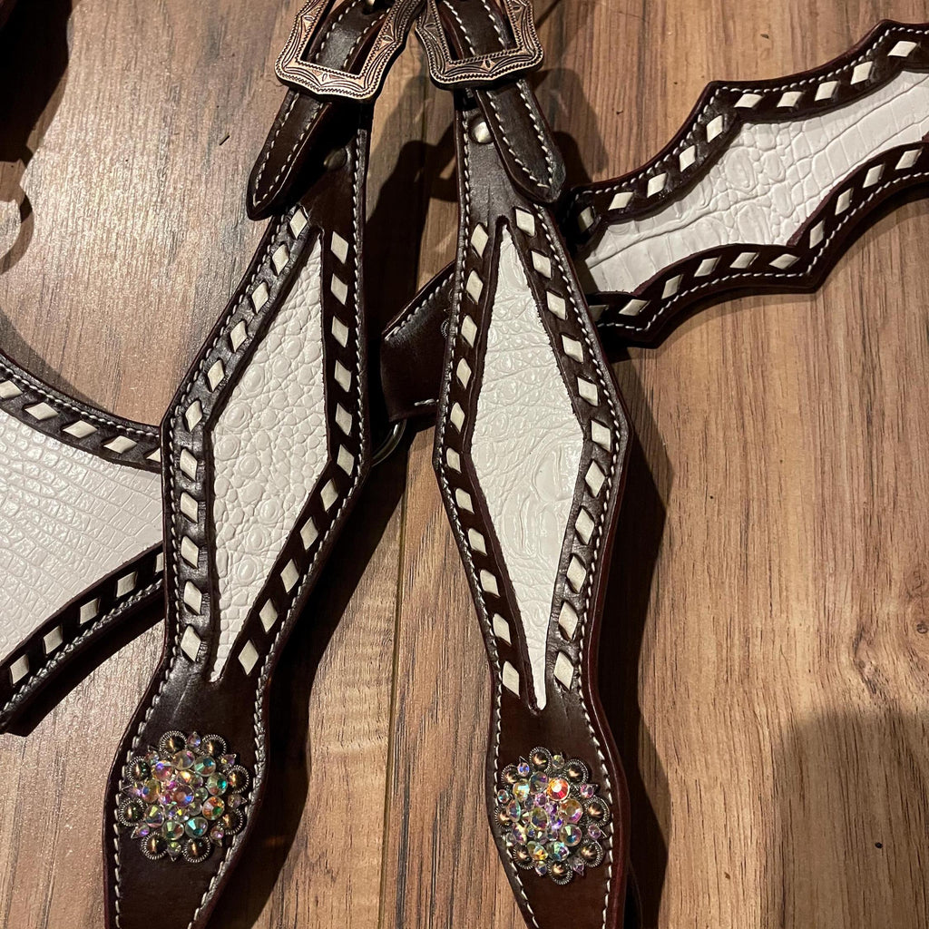 White dark brown western tack set Headstall breast collar- Ready to Ship
