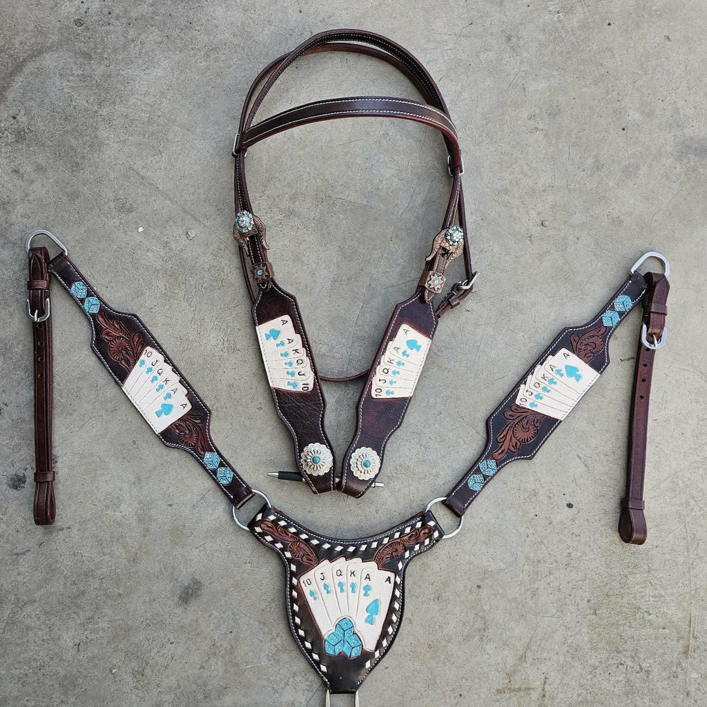 Western Horse Tack Set | Made to Order | Blue playing card (BHT082)