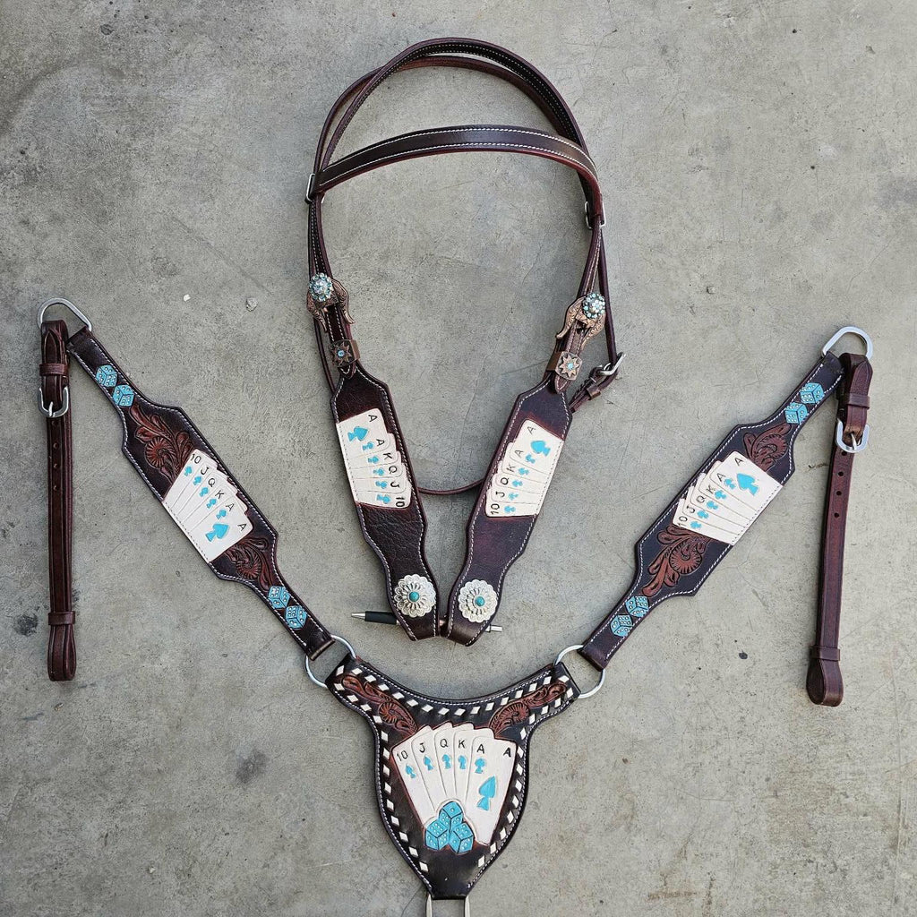 Western Horse Tack Set | Made to Order | Blue playing card (BHT082)