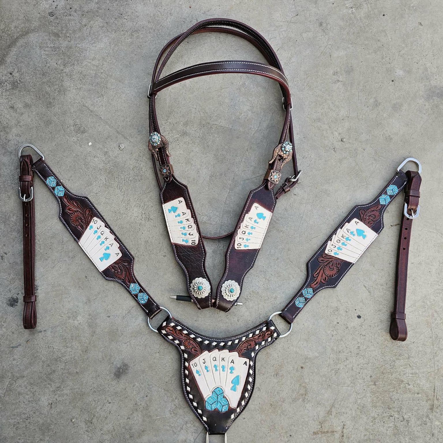Western Horse Tack Set | Made to Order | Blue playing card (BHT082)