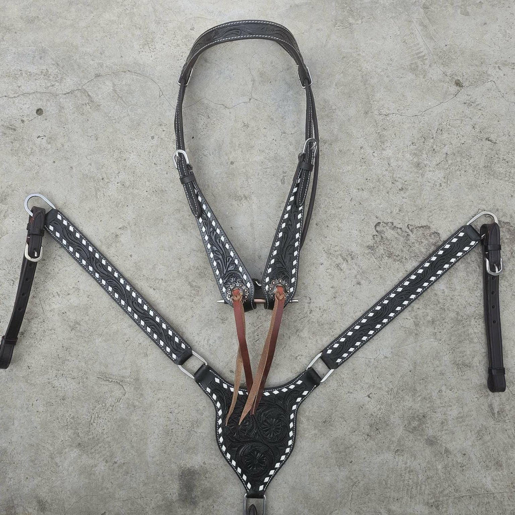 Western Horse Tack Set | Made to Order | Dark oil tooled