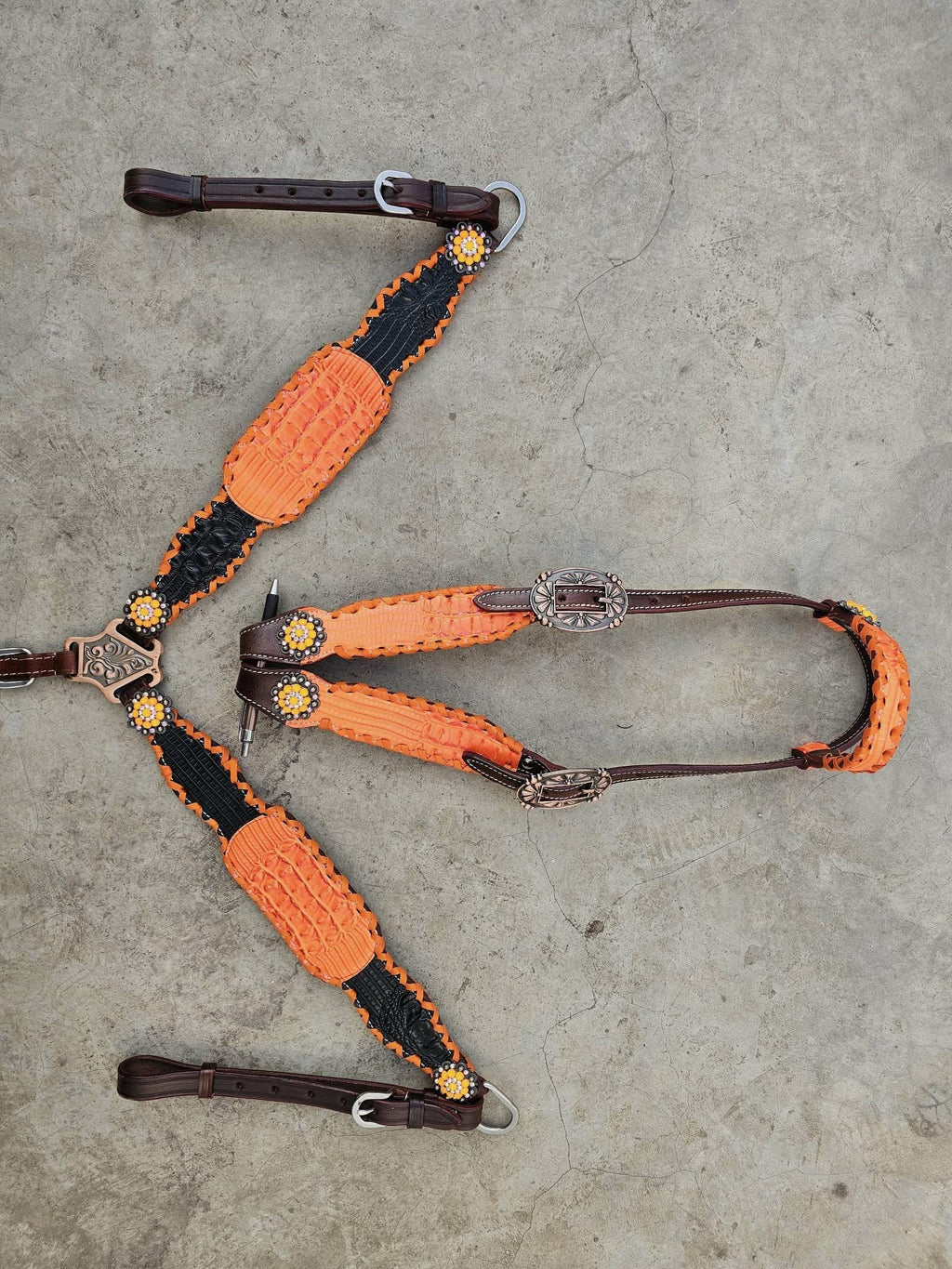 Western Horse Tack Set | Made to Order | Orange and Black
