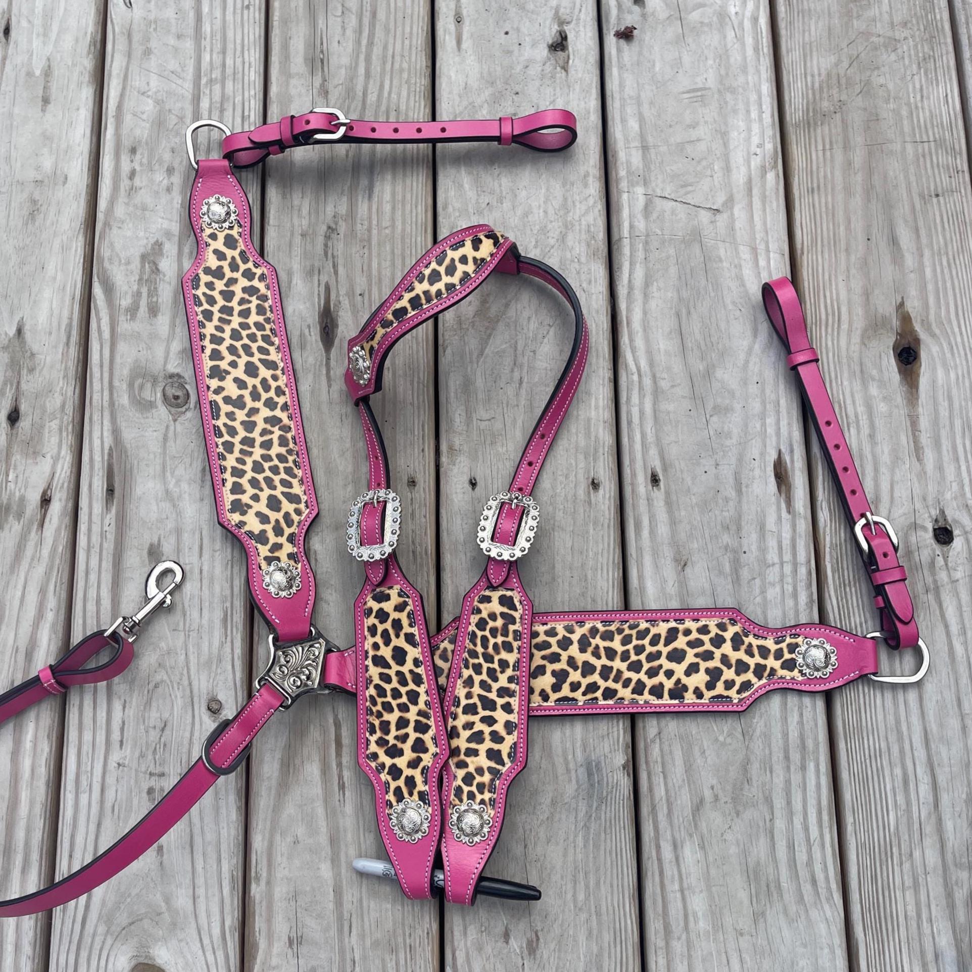 Western Horse Tack Set | Ready to ship | Hot pink& Cheetah leather