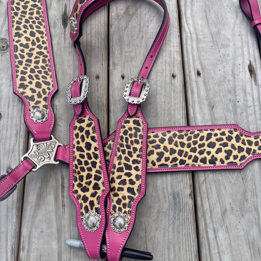 Western Horse Tack Set | Ready to ship | Hot pink& Cheetah leather