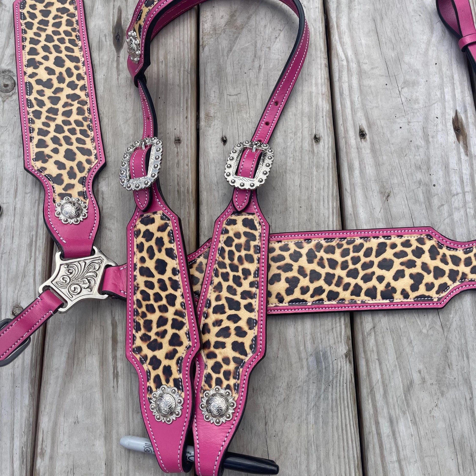 Western Horse Tack Set | Ready to ship | Hot pink& Cheetah leather