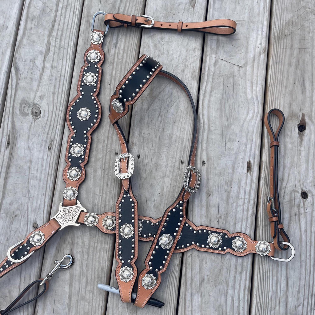 Western Horse Tack Set | Ready to ship | black accent with tan leather