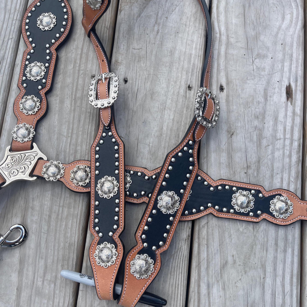 Western Horse Tack Set | Ready to ship | black accent with tan leather