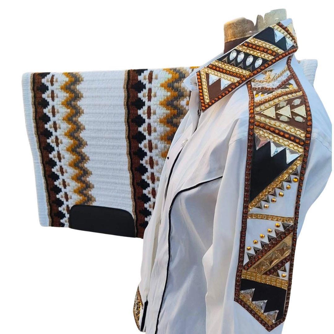 Western Show Shirt + show pad , Rhinestone Embellished, Made to Order