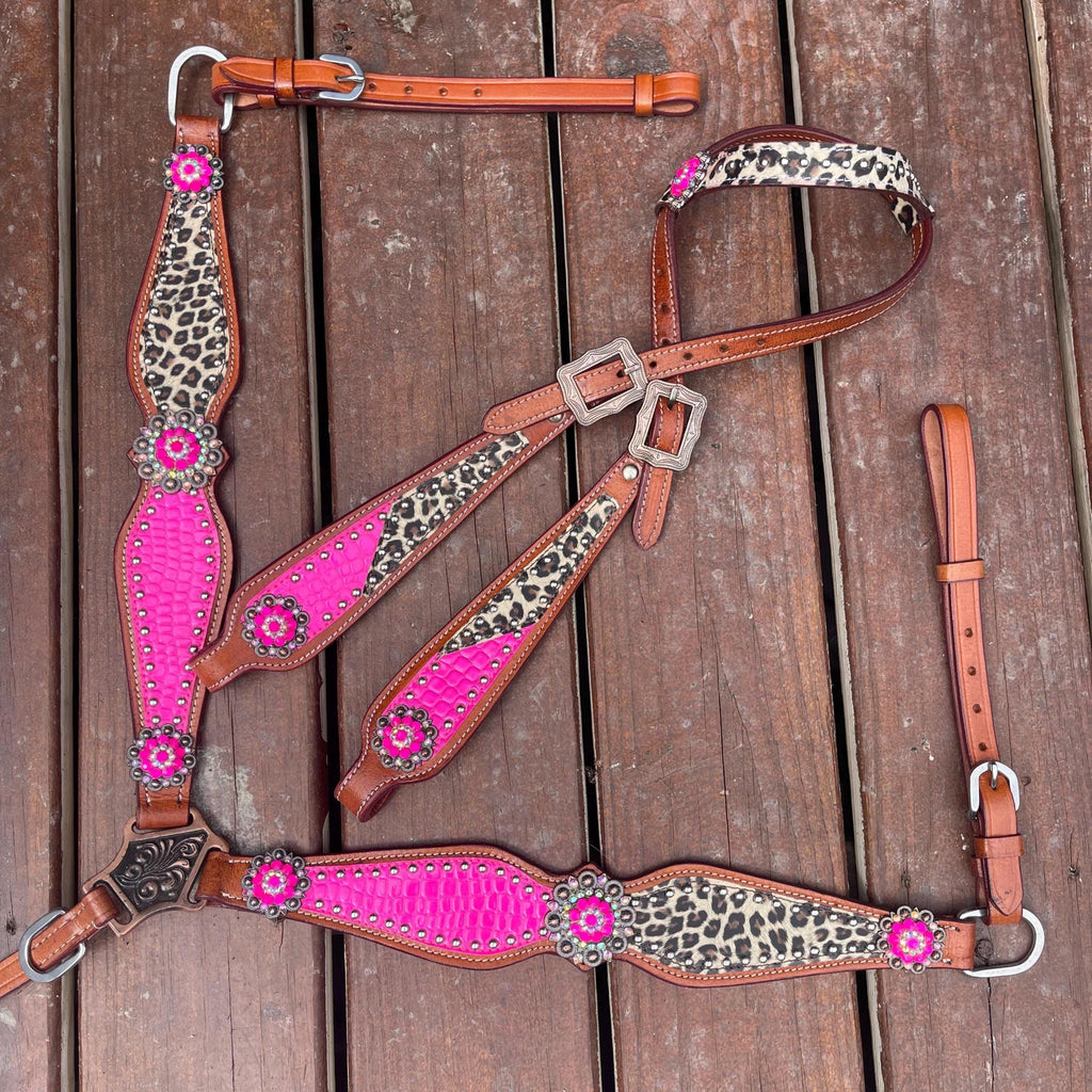 Western Horse Tack Set | Hot Pink & Cheetah Print| Made to Order