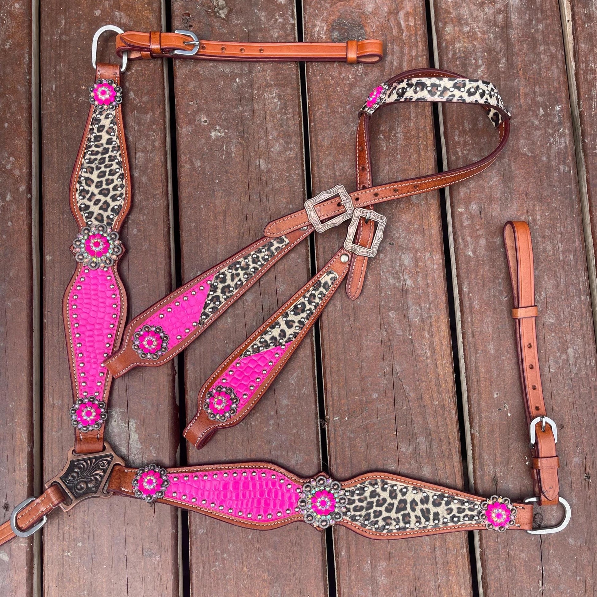 Western Horse Tack Set | Hot Pink & Cheetah Print| Made to Order
