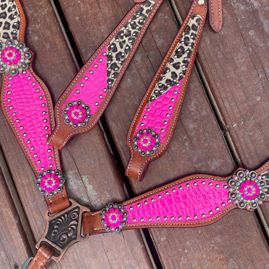 Western Horse Tack Set | Hot Pink & Cheetah Print| Made to Order