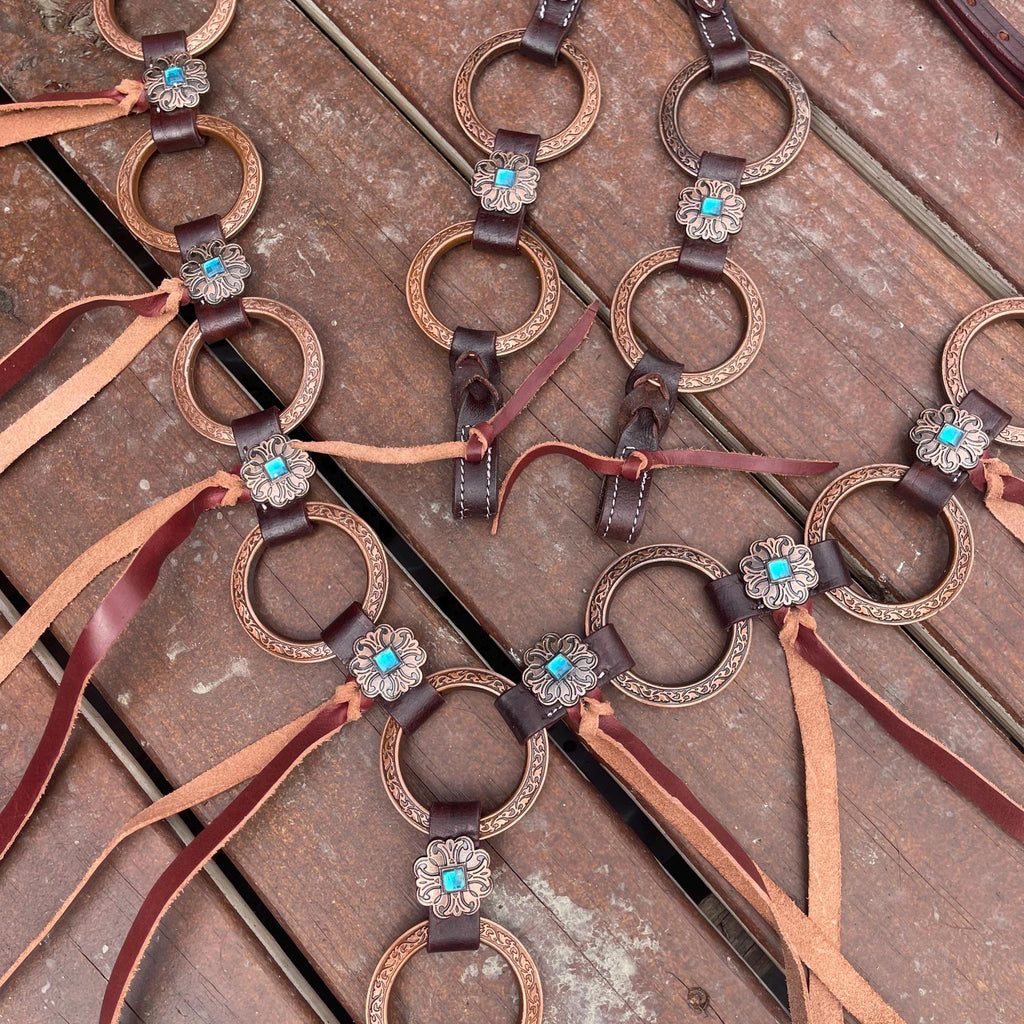 Turquoise Fringe Ring Western Tack set Headstall Breastcollar
