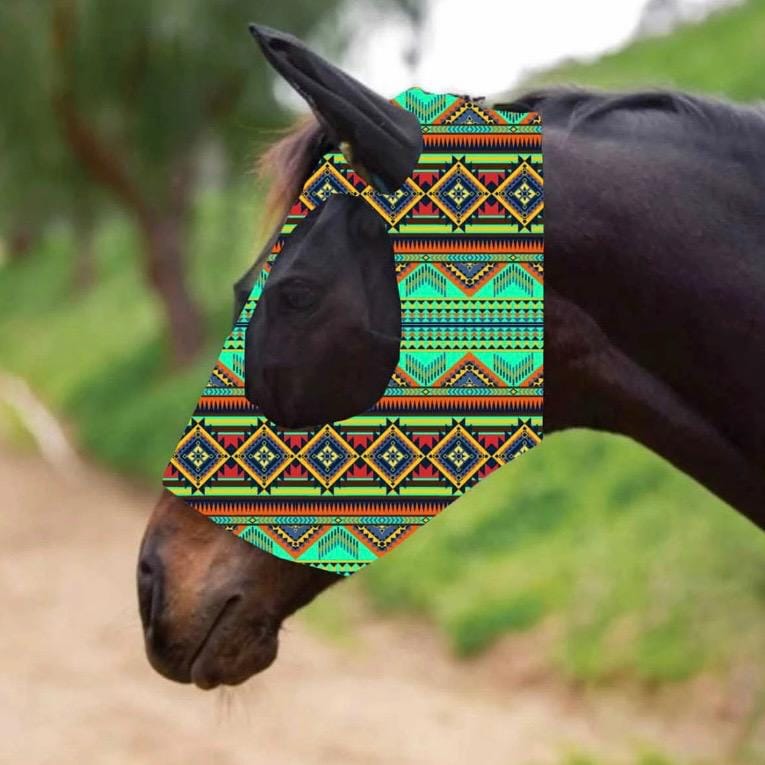 Lycra Fly Mask for Horses Southwest Aztec