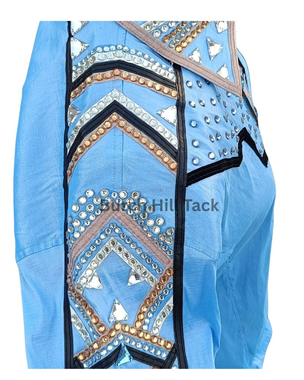 Western Show Shirt + show pad , Rhinestone Embellished, Made to Order| Turquoise& Gold