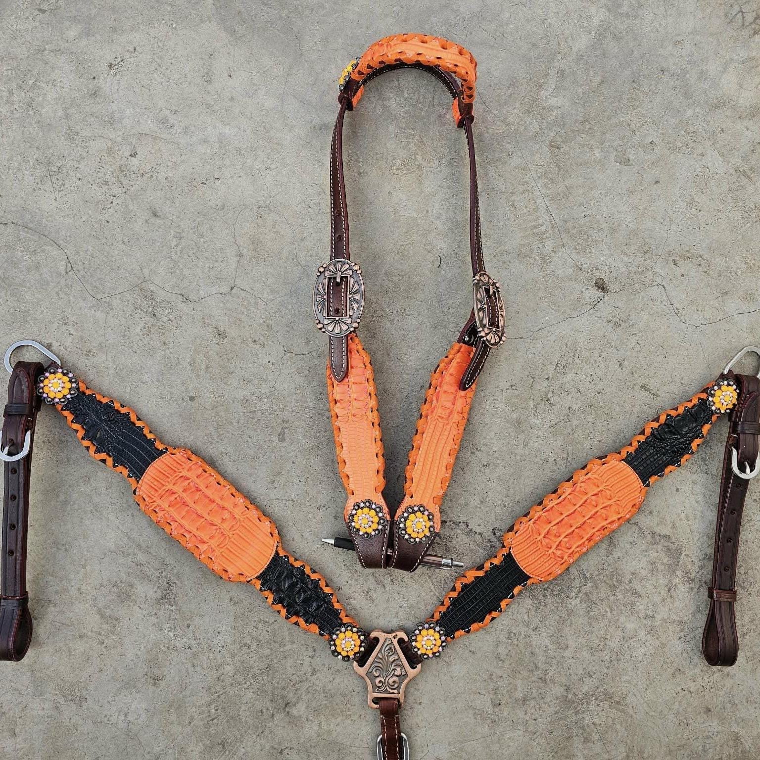 orange & Black western barrel racing tack set | Made to Order