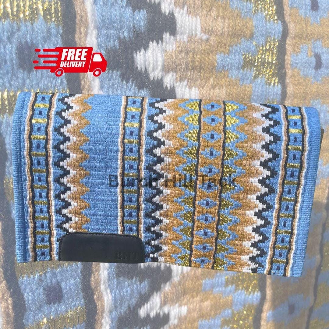 Ready to Ship Western Show Shirt + show pad , Rhinestone Embellished| Blue& gold