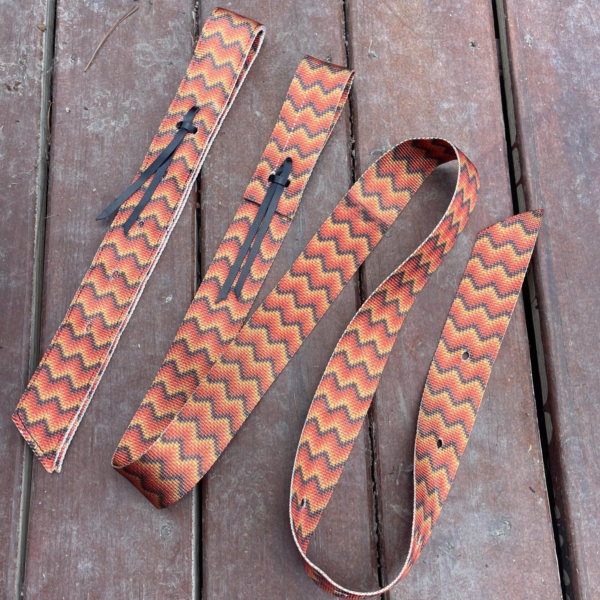 Latigo & Off Billet Set - Orange Tribal