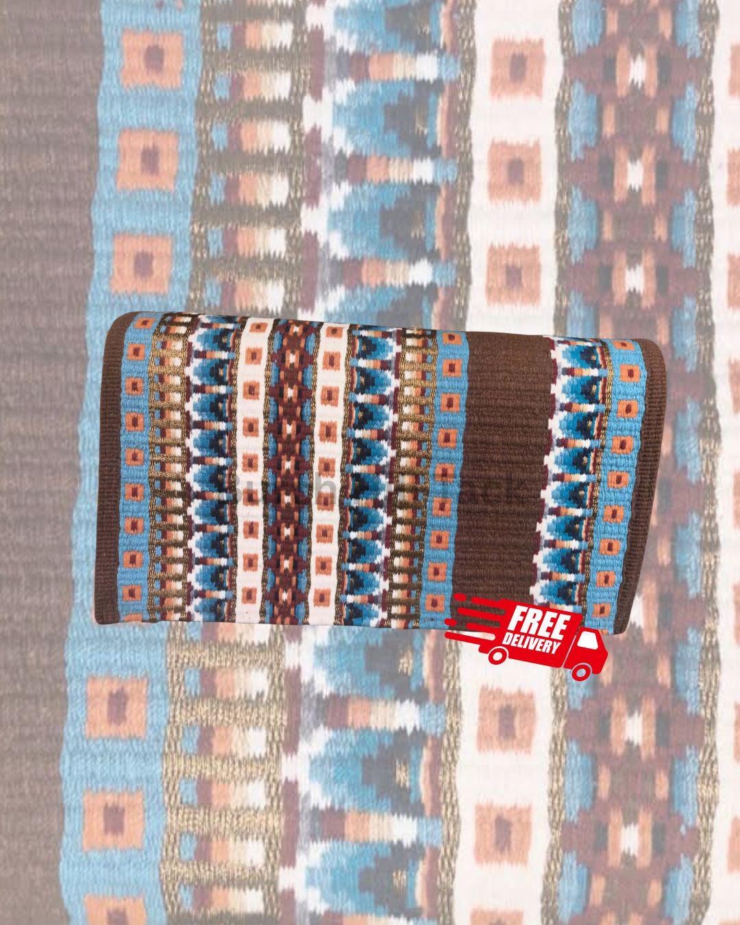 Western Saddle Pad | Turquoise, Brown, Red, Navy, Burnt Orange, Tan Design (BHT-SP007)