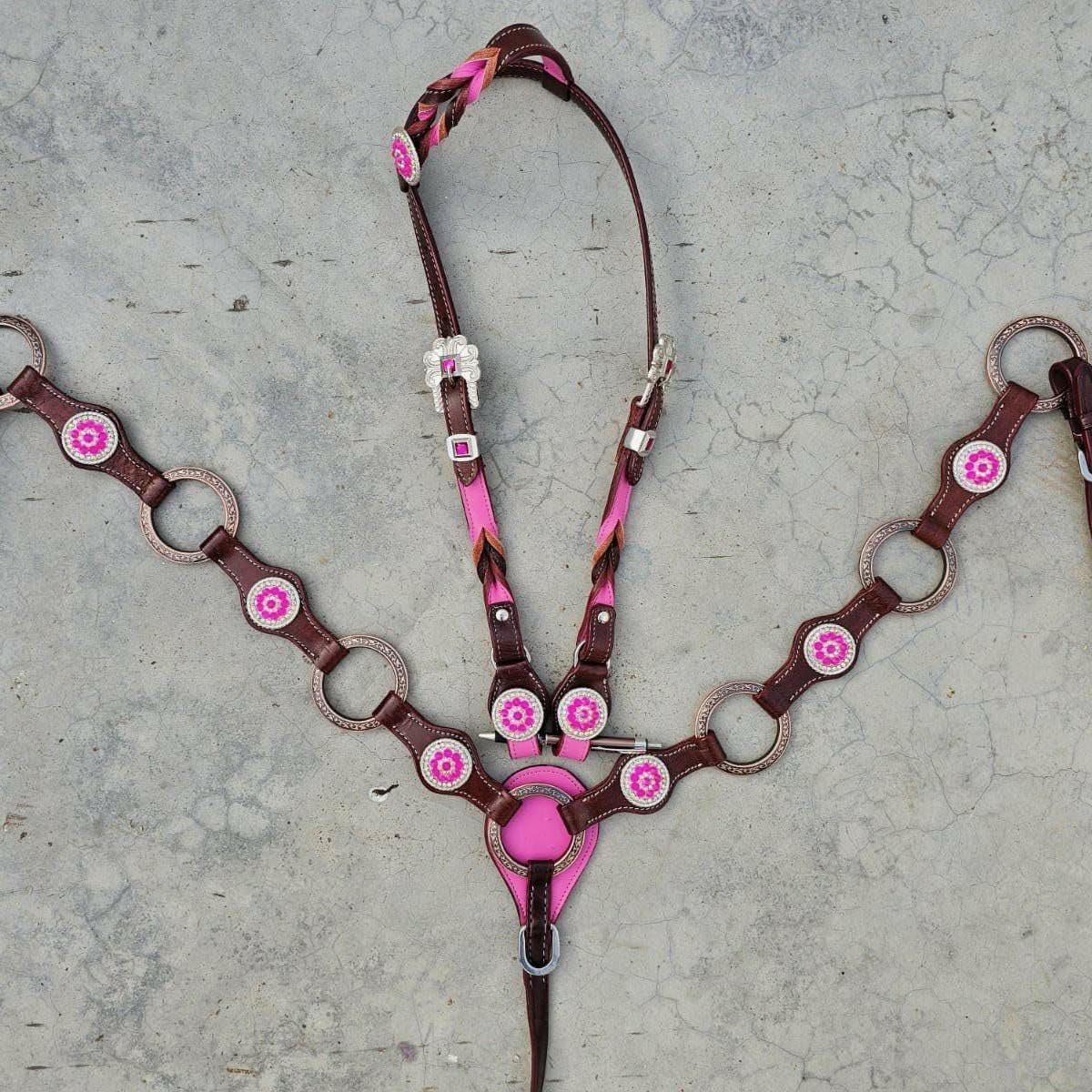 Western Horse Tack Set | Hot Pink Braided ring set| Made to Order